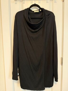RD Style Black Draped Cowl Neck Women's Cardigan Sweater